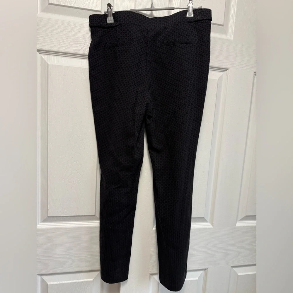 Rafaella black textured dress pants pull on style logo metal studs at waist 8